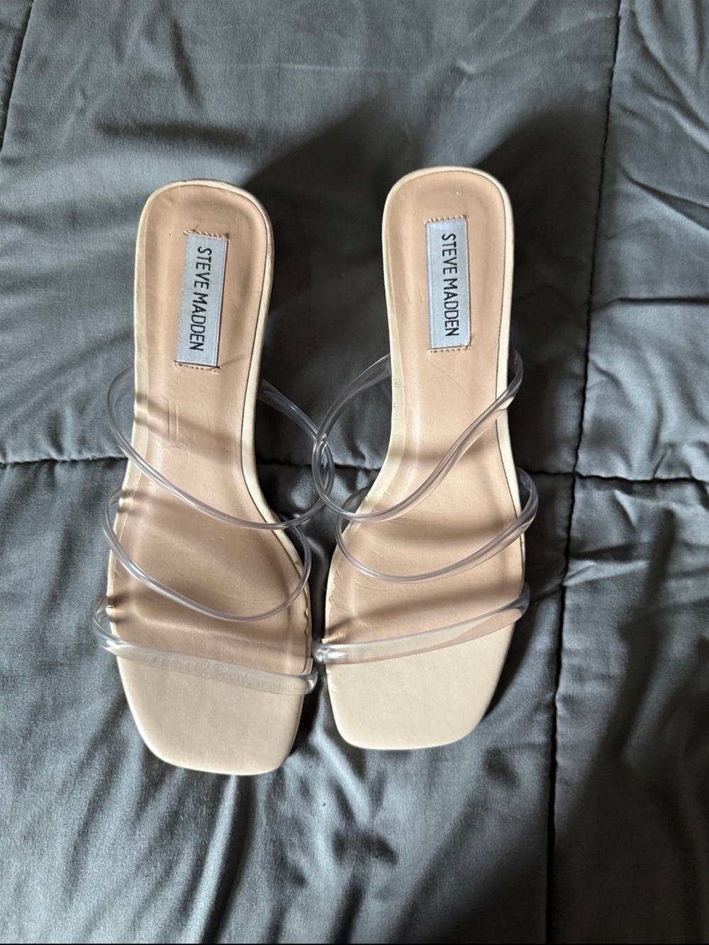 Steve Madden Nude Slide Sandals with Clear Straps
